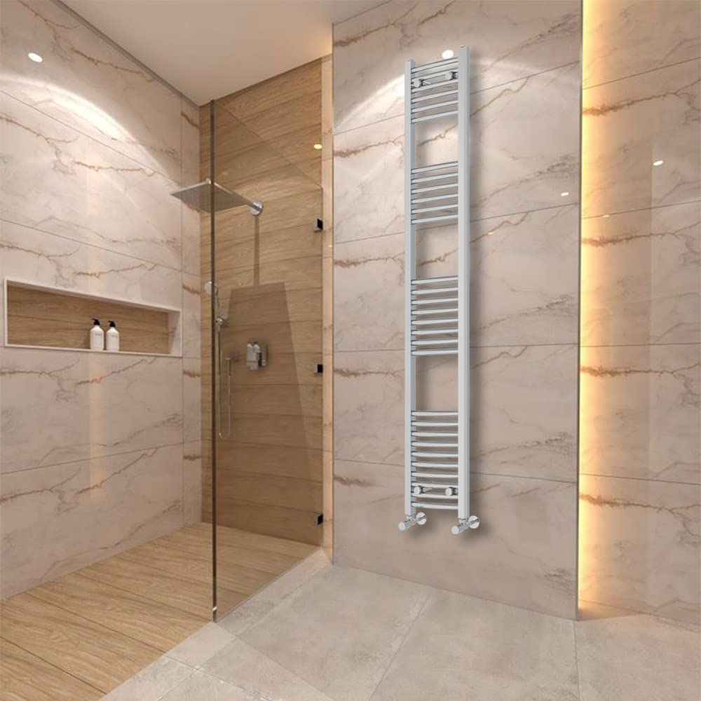 Warmehaus Curved Heated Towel Rail Radiator Ladder Chrome 1800x300mm