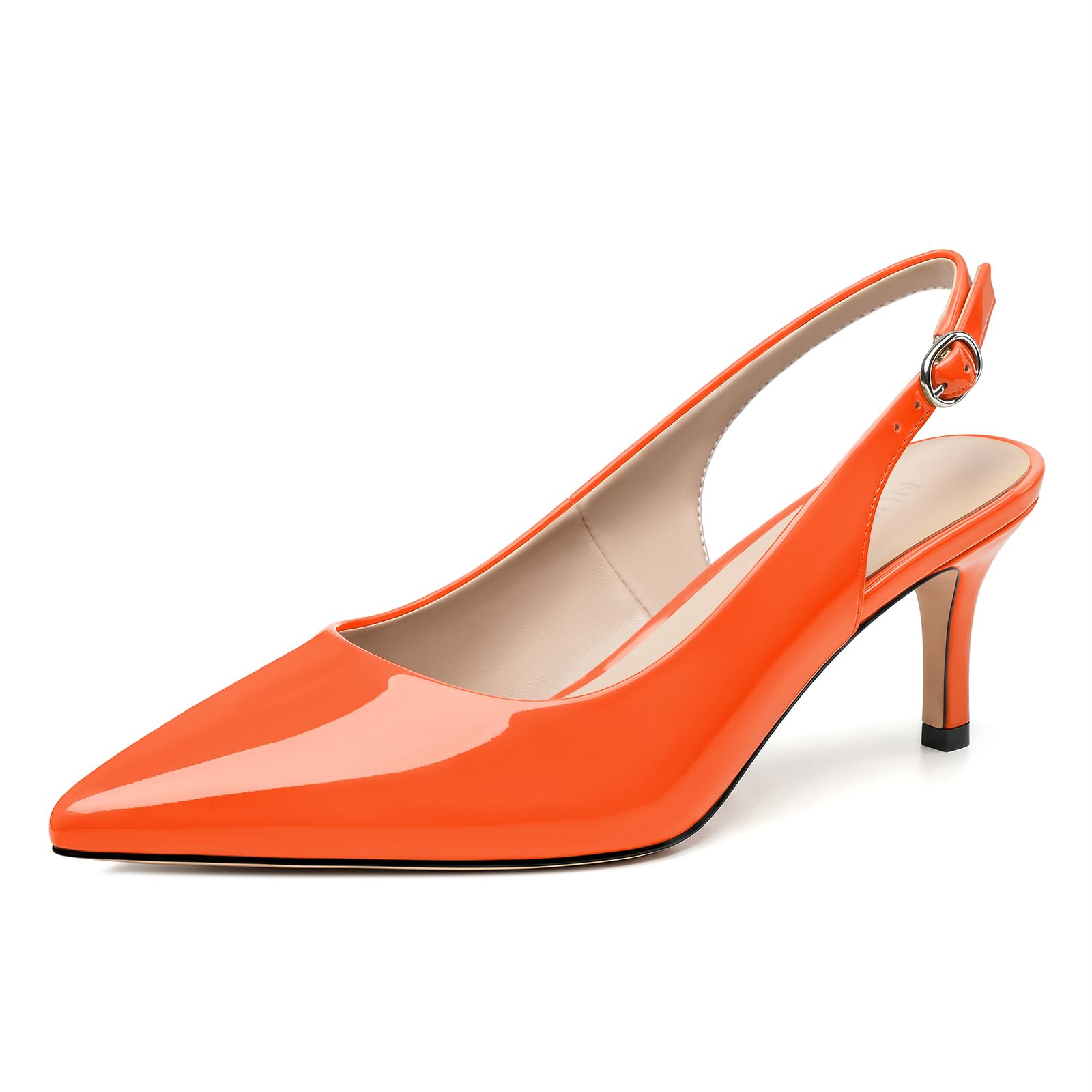 NUMALEO Kitten Heels for Women Pointed Toe Slingback Pumps | 2.5 Inch Close Toe Comfortable Pumps Wedding Party Casual Work Dress Shoes