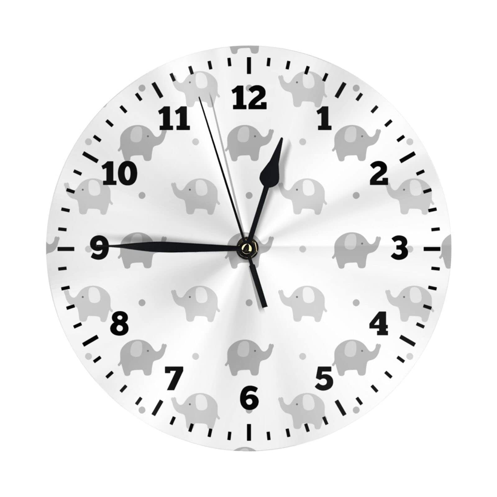 Cute Elephant Kids Wall Clock 10 Inch Silent Non Ticking Easy to Read Children's Wall Clock Boys Girls Decorative for Kids Room Classrooms Playrooms Nursery Room