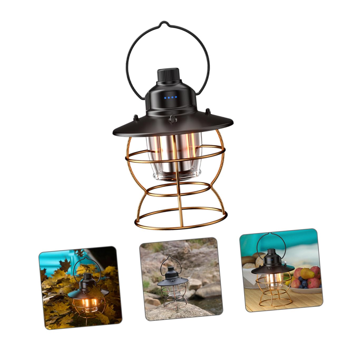 Linterna LED Camping Portátil Recargable Vintage Lámpara de Mano Ligera con USB Multifuncional para Acampada y Senderismo Luz LED Mano Fácil de Usar