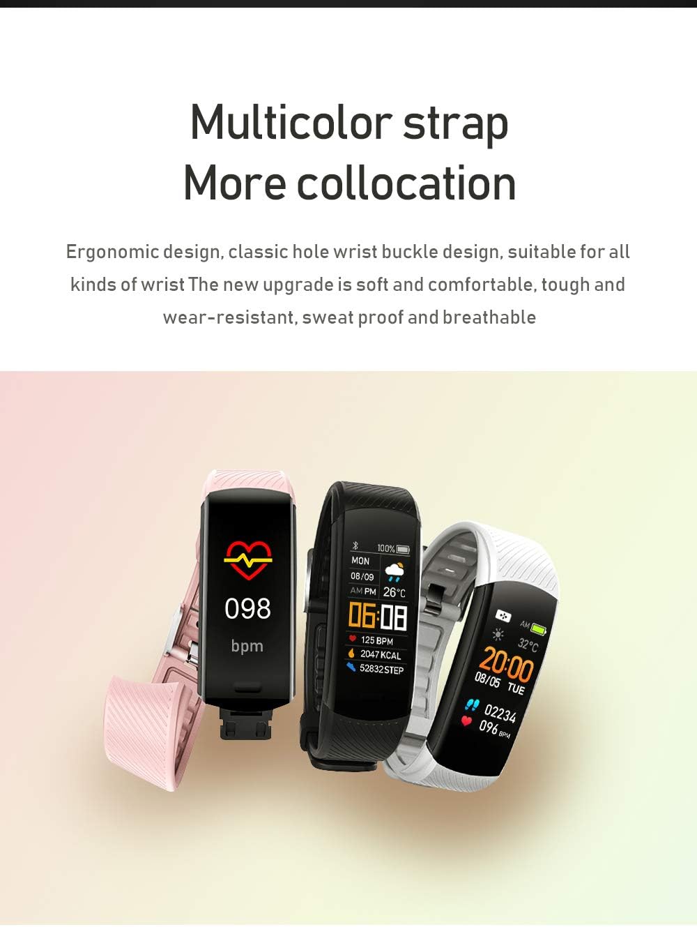 DOMAS Fitness Tracker, Smart Bracelet with All-Day Heart Rate Blood Pressure Monitoring Sleep Monitor IP67 Waterproof Activity Tracker with Calories Miles Counter and Step Counter for Women Man Kids : Sports & Outdoors