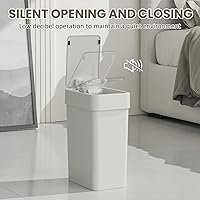 Vista 4 de Bote de basura con sensor delgado con tapa de 2.5 galones con tapa, cubo de basura automático con sensor de movimiento de 9.5 litros, cubo de basura