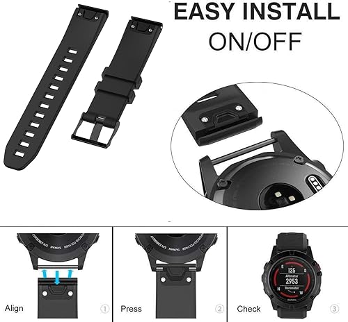 Miniatura 6 de Correa de repuesto para Garmin Fenix 5Fenix 6 ProFenix 7Forerunner 955945935Approach S62Correa de repuesto de silicona de 0.866 in para hombres y