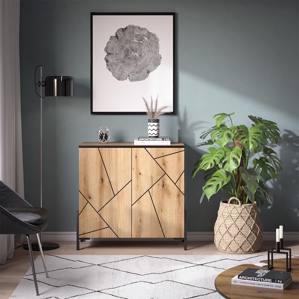 Vicco Aparador Hatto, Roble, 84 x 80.1 cm | apto para colocar y guardar en el dormitorio