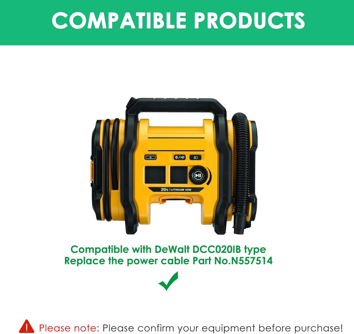 13.8V N557514 Replacement Charger for DeWalt Inflator Compatible with DeWalt DCC020IB 20V Air Inflator Power Supply Adapter