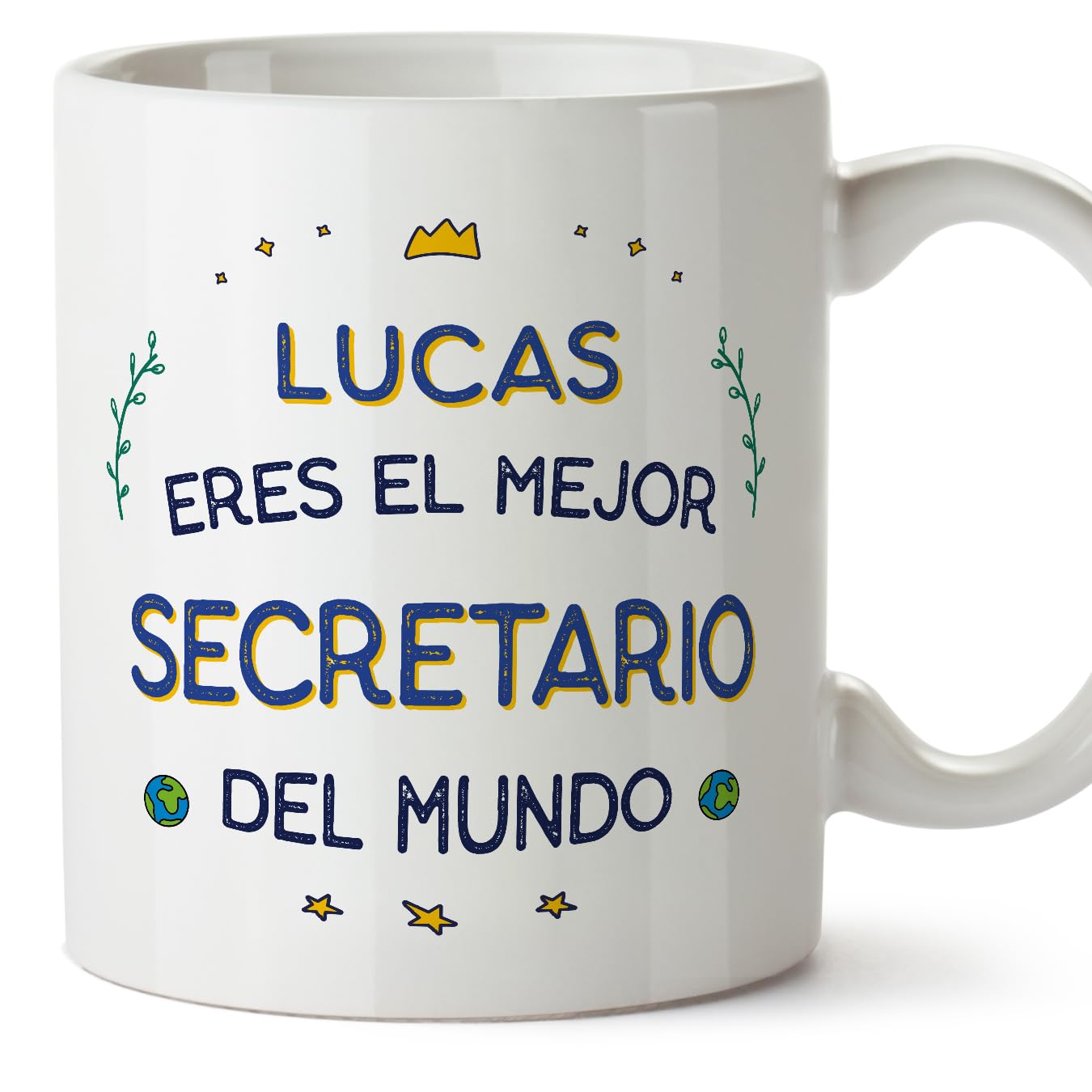 MUGFFINS Personalised Mug for Secretary Man - in Spanish - Mejor del Mundo - Funny Custom Gift for Colleagues - Ceramic 11oz Mug