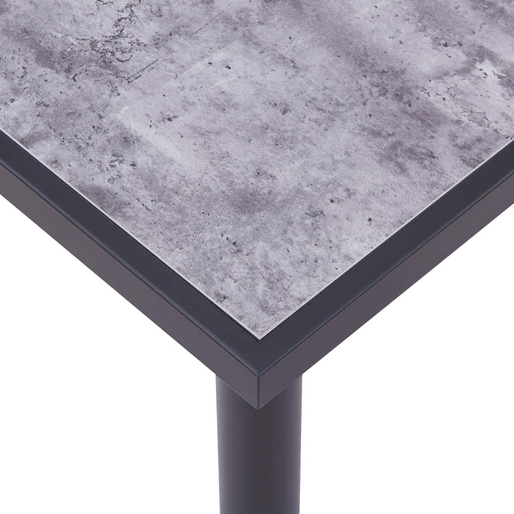 Moderna mesa de comedor negra y gris hormigón 200 x 100 x 75 cm MDF con vetas de madera, marco de metal recubierto de polvo, mesa de comedor estable para comedor, cocina o exterior