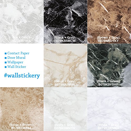 wallstickery Marble Paper for Counter top White Gray Granite Wallpaper Gloss self Adhesive Stone Look Wall Stickers Removable Peel and Stick Kitchen cabinets