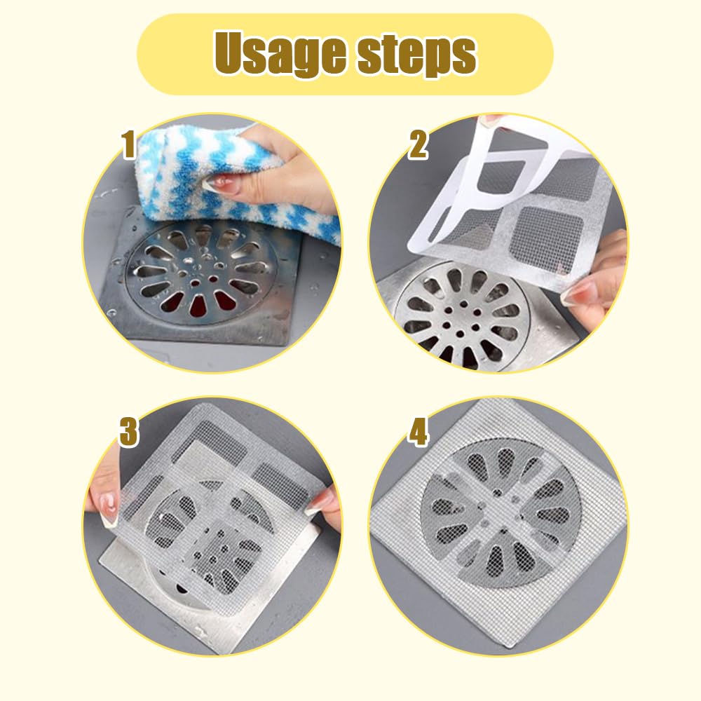 20 Pcs Disposable Hair Drain Stickers 2025 Upgraded Shower Drain Hair Catcher Adhesive Disposable Drain Covers for Bathroom — view 5