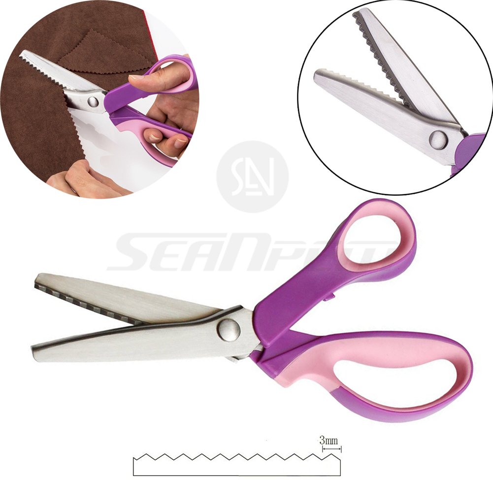 Forbici dentellate per tessuti, in acciaio inox, con lama ondulata