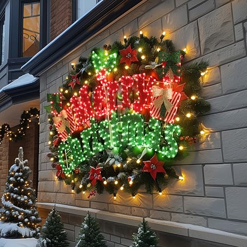 Veikou ABUNDANT RESOURCE DEVELOPMENT LTD 6Ft Lighted Outdoor Christmas Decorations, Holiday Merry Christmas Sign thumb #1