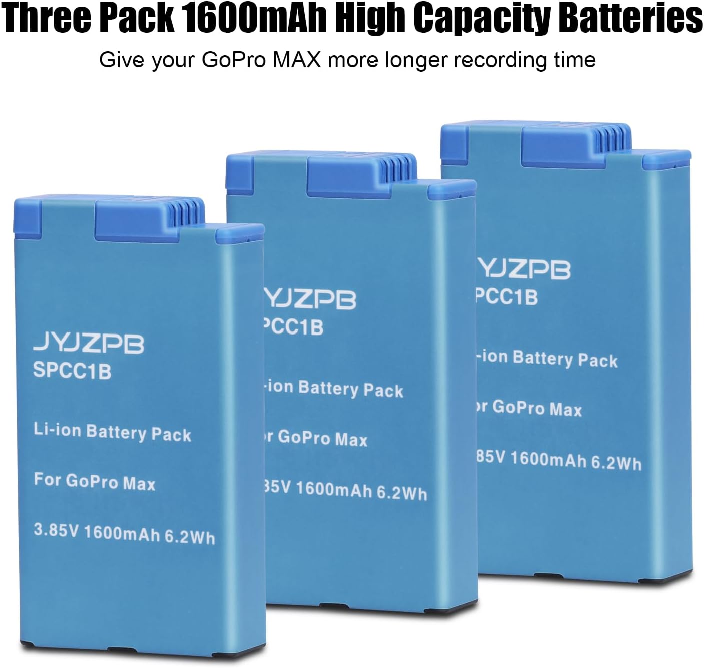 JYJZPB 3 Pack Batteries Compatible with GoPro MAX, Go Pro Max 360 Cameras with Three Channels Battery Charger