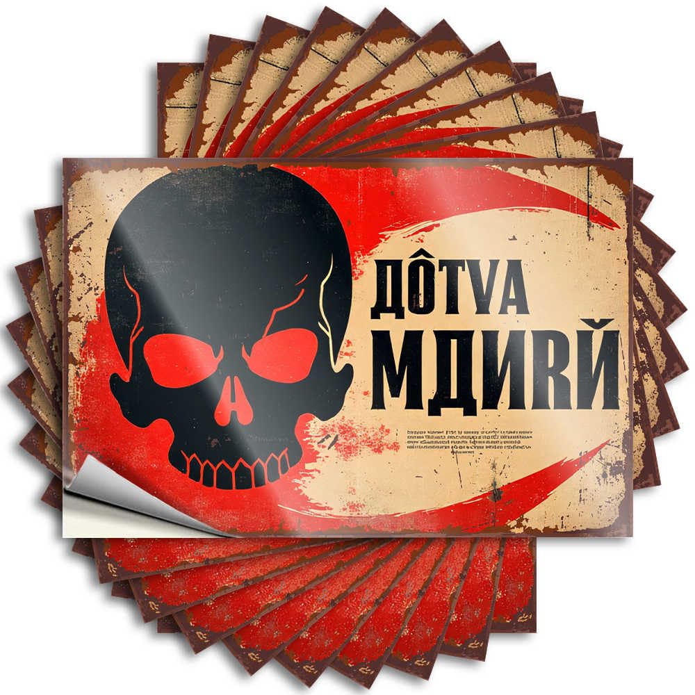 Skull Warning: Danger Ahead in Russian Bumper Aesthetic | Snarky Hard Removable Decal Pack(8X12CM)