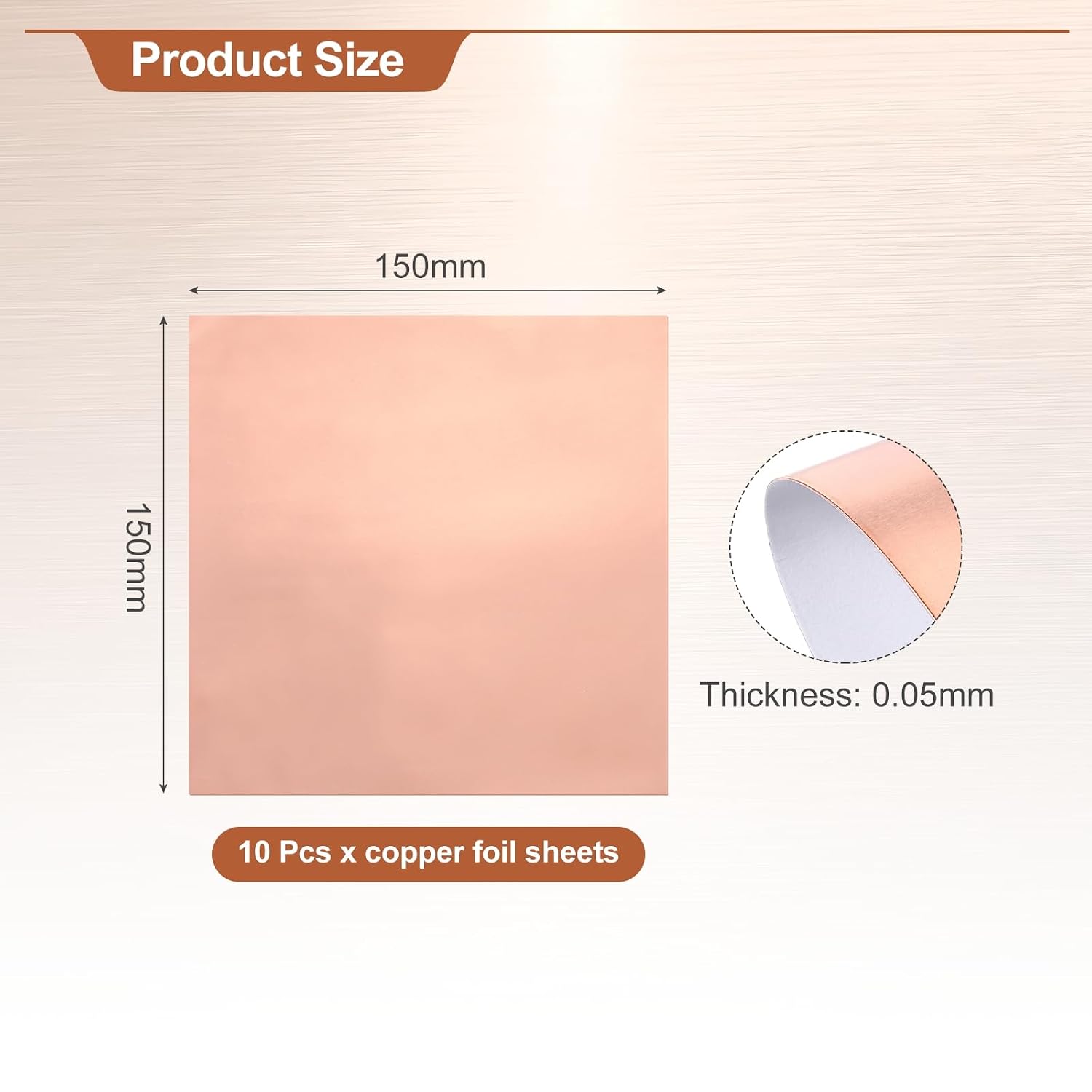 MECCANIXITY 10Pcs Copper Foil Tape Conductive Adhesive, 6"(150mm) Width x 6"(150mm) Length, 0.05mm Thickness, Slug Shielding Barrier for Slug Stained Glass Guitars Soldering Garden