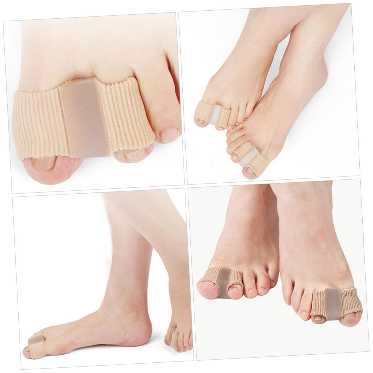 WOONEKY 12pcs Women Toe Separators Bunion Corrector Pedicure Tool Skin Color L Size Overlapping Toe Spacer Washable Nail Separator for Foot Care