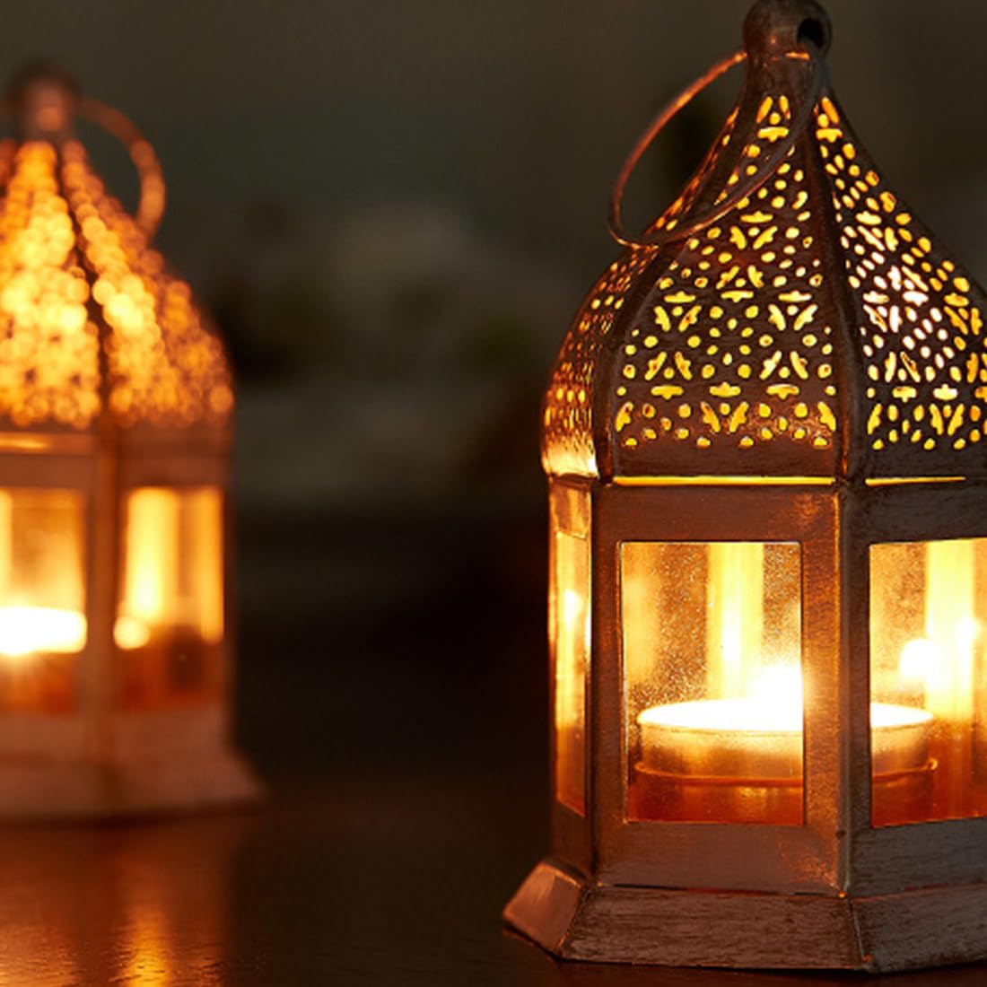 Marrakech Gadi - Juego de 3 farolillos orientales (12 cm, para exteriores, como decoración de balcón o interior como decoración de salón Ramadán)