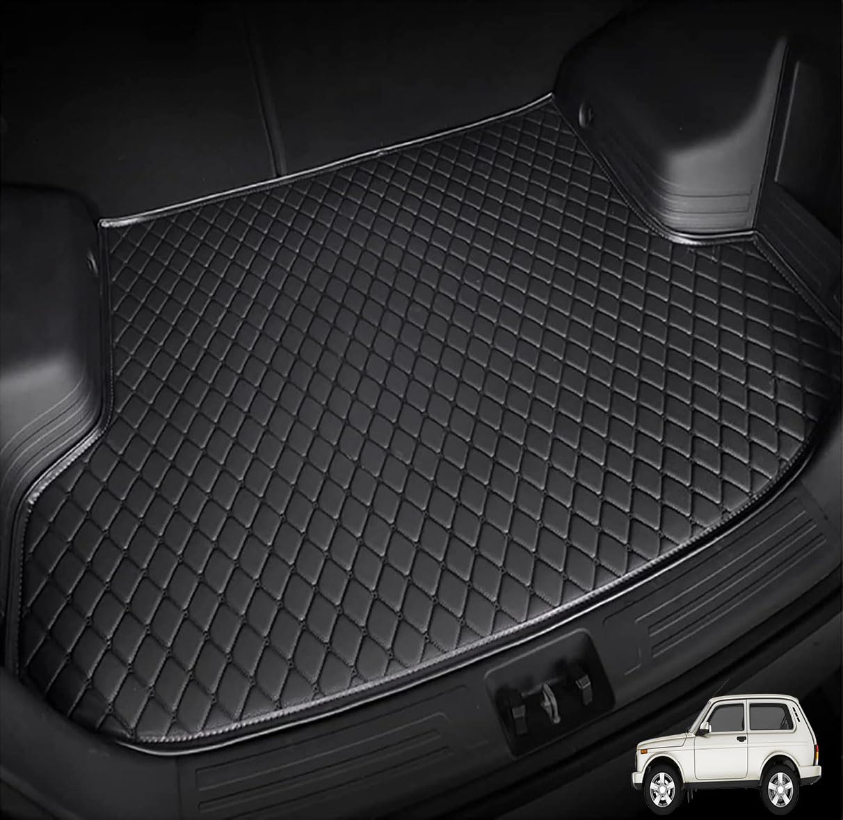Vaatye A/Black Vtye Cr Lether Boot Liner Mts For Toyot Prdo 5-Sets (J150) 4.Gen 2010-Present,Uto Rer Trunk Crpet Protector Nti-Scrtch Nti-Slip Wterproof Ccessories,