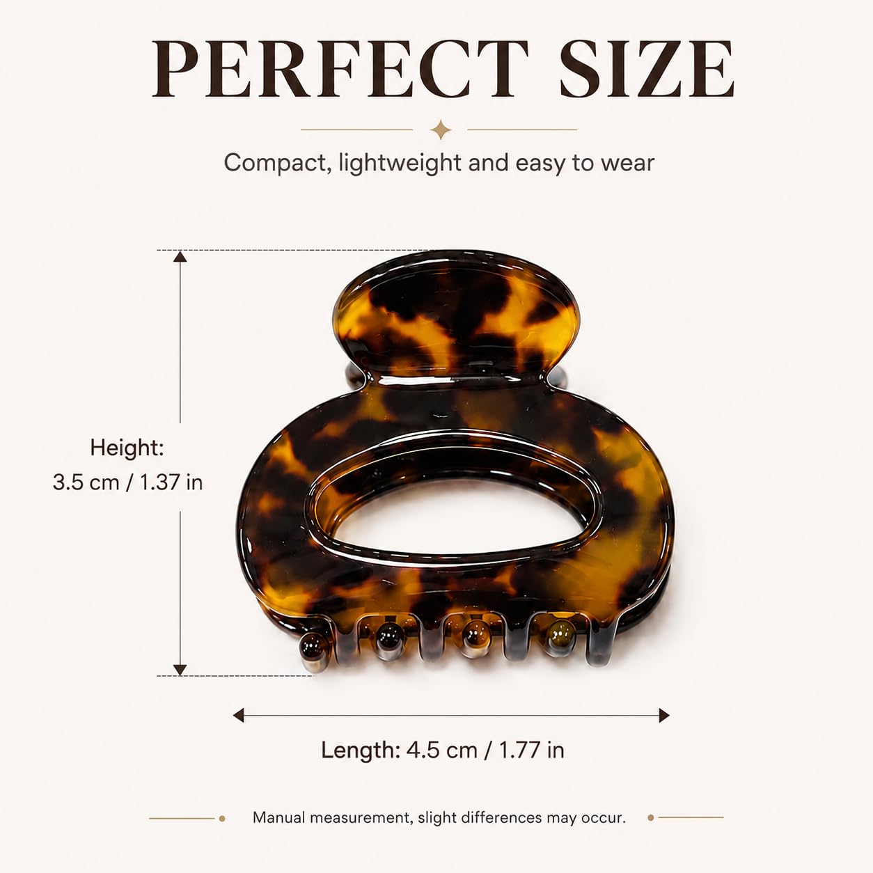 Acetate Hair Claw Clips for Women, Small Oval French Jaw Clips, Tortoise Shell Matte Neutral Hair Accessories for Thin Medium Hair (Dark Tortoise/Light Tortoise-2pcs)