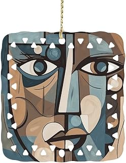 Smiling Woman Drawing Ornaments Gift Exchange Idea ，Hanging Ornament Ceramic Material，Christmas Ornaments for Home, Office, Shopping Mall Holiday Decoration.