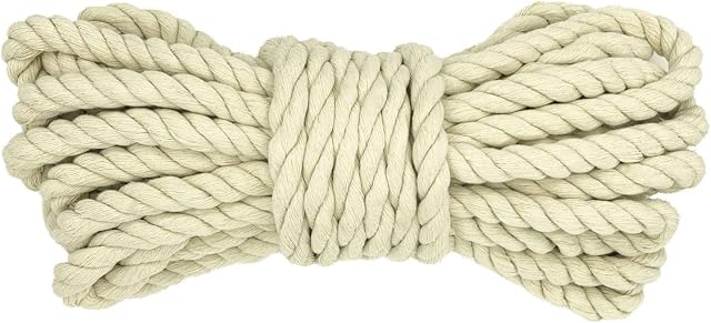 Thick Rope 12mm Macrame Rope White 10M Soft Cotton Rope for Garden Rope Macrame Plant Hanger Kit Beige