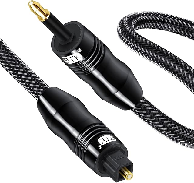 EMK Optical Cable Toslink to Mini Toslink Cable 3.5 Toslink Adapter Digital Optical Audio Cable Gold Plated Optical S/PDIF Cable for Soundbar to Smart-TV Speaker (3M)