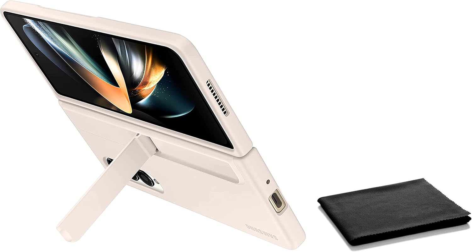 Samsung Galaxy Z Fold4 Standing Cover (ONLY), Protective Phone Case with Kickstand for Hands Free Viewing, (S-Pen and Holder NOT Included), with Cleaning Cloth, Bulk Packaging (Green)