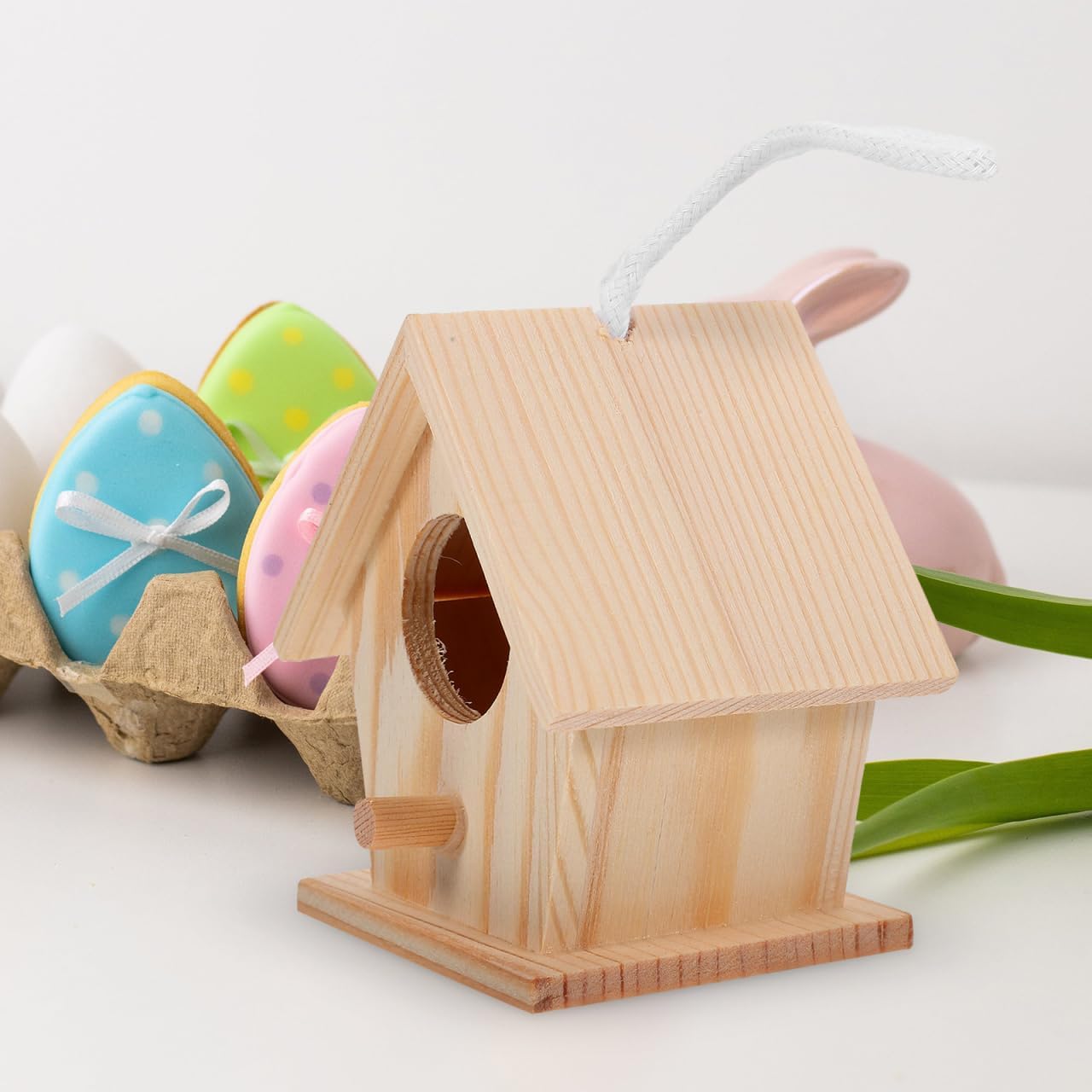 ARTIBETTER Mini Bird House Pendant Imitation Bird Nest 5-Pack Natural-Look Artificial Birdhouse for Garden Yard Wedding Party Decoration 3.03X2.75X2.20In