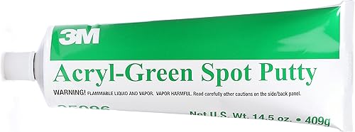 3M Masilla acrílica, 05096, verde, 14.5 onzas, utilizada para finisis automotrices y marinas para lijar fácilmente, propagación suave y baja