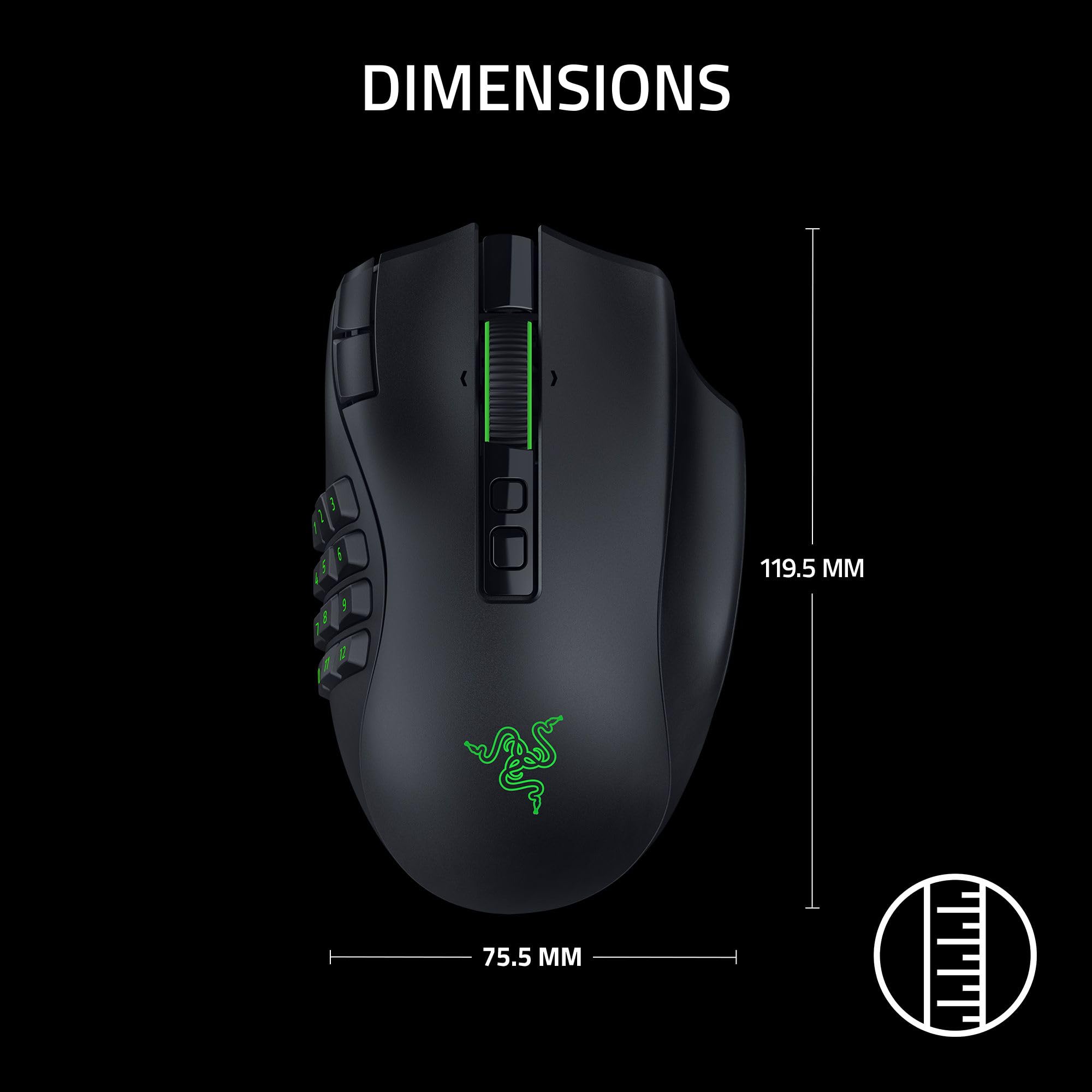 Razer Naga V3 Pro - Souris Gaming sans Fil avec des plaques latérales interchangeables pour Les MMO (HyperScroll de 2e Generation, Switches optiques de 4e Generation, Capteur Optique 50 K Focus Pro)