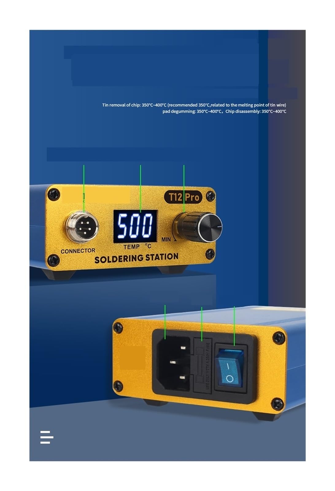 Stacja lutownicza, Stacja Lutownicza T12 Pro 72W LED Z Cyfrowym Wyświetlaczem Inteligentny Termostat Elektryczna Stacja Lutownicza