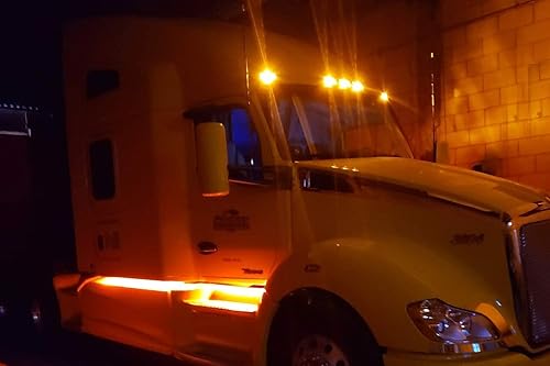 Miniatura 8 de iJDMTOY 5 luces de marcador de techo de cabina con lente ámbar súper brillante para cabina delantera compatible con Kenworth T680 T770 T880,