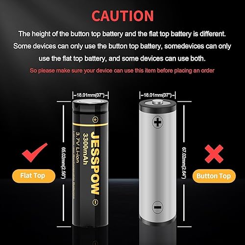 Miniatura 2 de 4 Pack 18650 Rechargeable Battery with Charger 3.7V 3300mAh Flat Top, Batteries for Headlamps, Flashlight, Camera, Small Fan, Outdoor Garden Lights