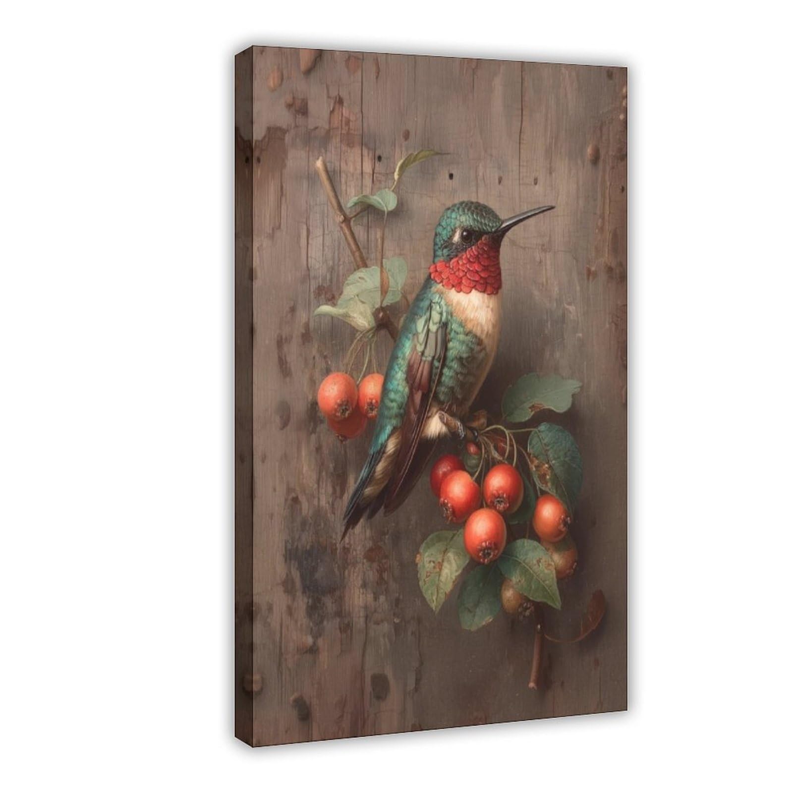 Bareronor Frame Vintage Hummingbird Canvas Poster Bedroom Decor Landscape Office Room Decor Gift 12" L X 18" W