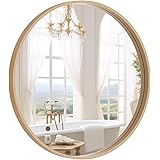 WallBeyond-Round Wood Mirror-24 Inch Natural