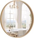 Round Wood Mirror 24 inch Circle Wall Mirror for Bathroom Round Wall Mirror for Wall Decor, Vanity, Entryway Living Room (Natural)