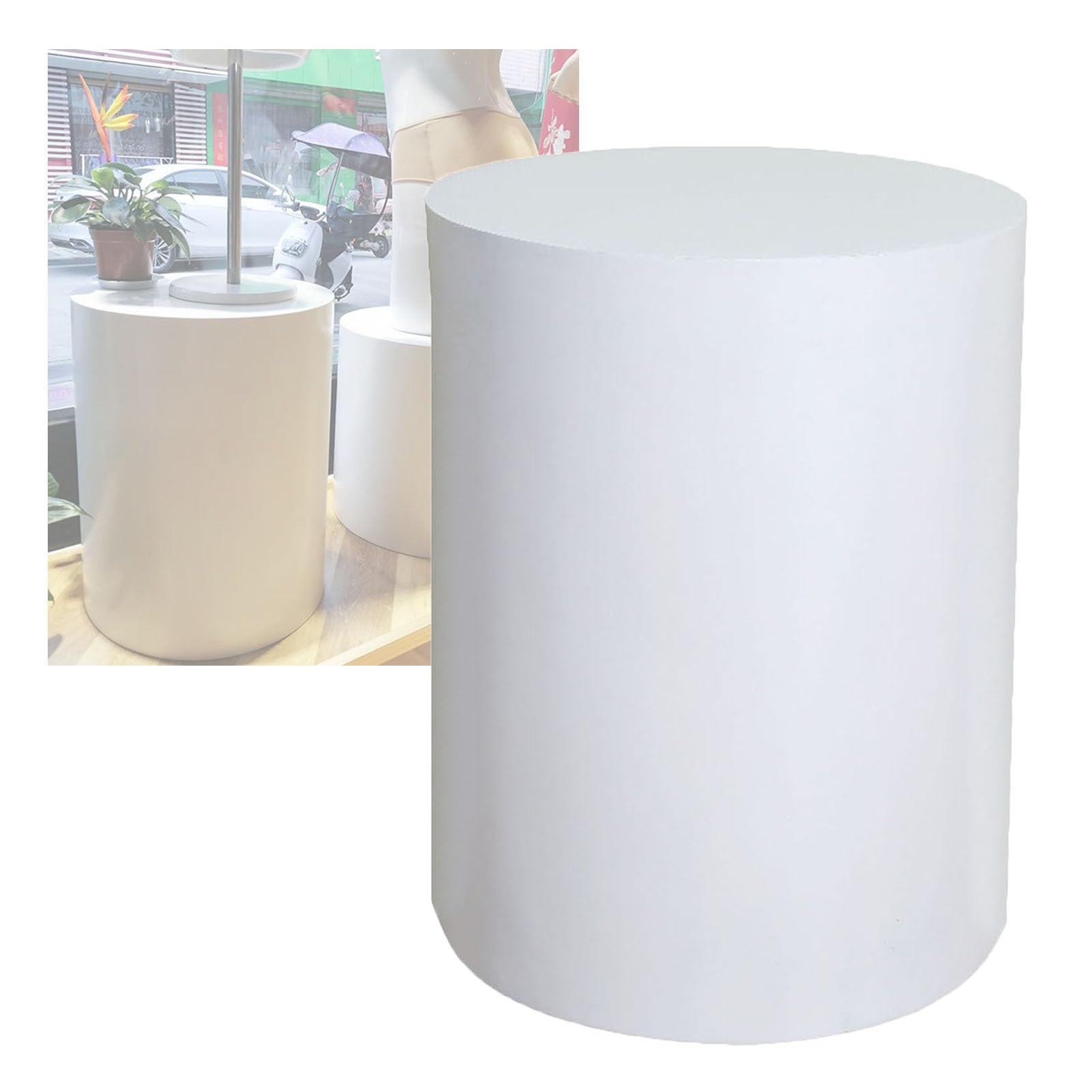 MNUvxzaewf Round Mannequin Display Stand, White Cylinder Plinth for Bridal Shop & Event Decor, Platform Base for Jewelry & Model(White,40x70cm)