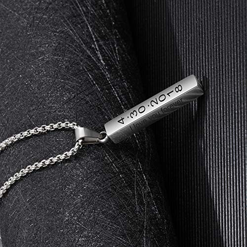 Opalstock Engraved Necklace For Men Gold Necklace For Women Custom Stainless Steel Initial Name Bar Necklace For Men Women Gifts For Father Dad Mother Girlfriend Boyfriend (Silver) #TOP4