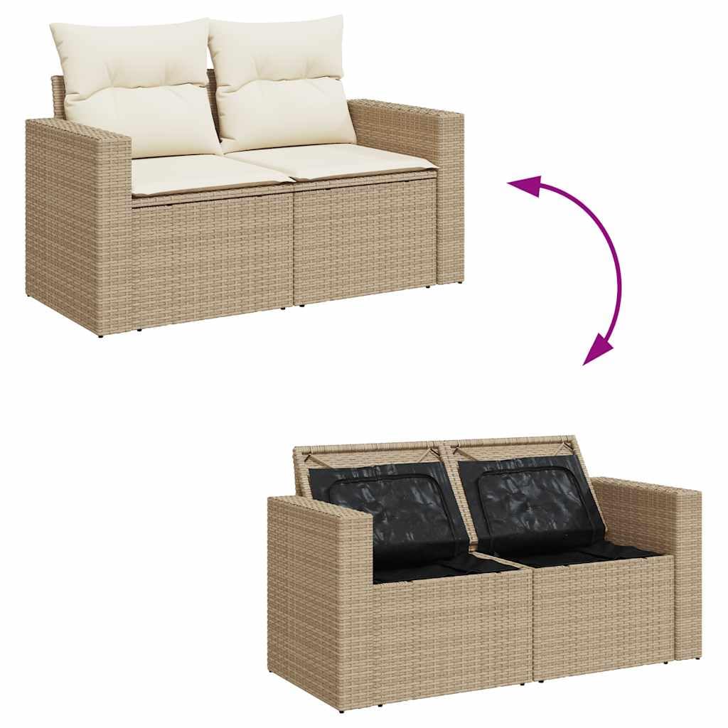 vidaXL Divano da Giardino con Cuscini a 2 Posti Beige in Polyrattan