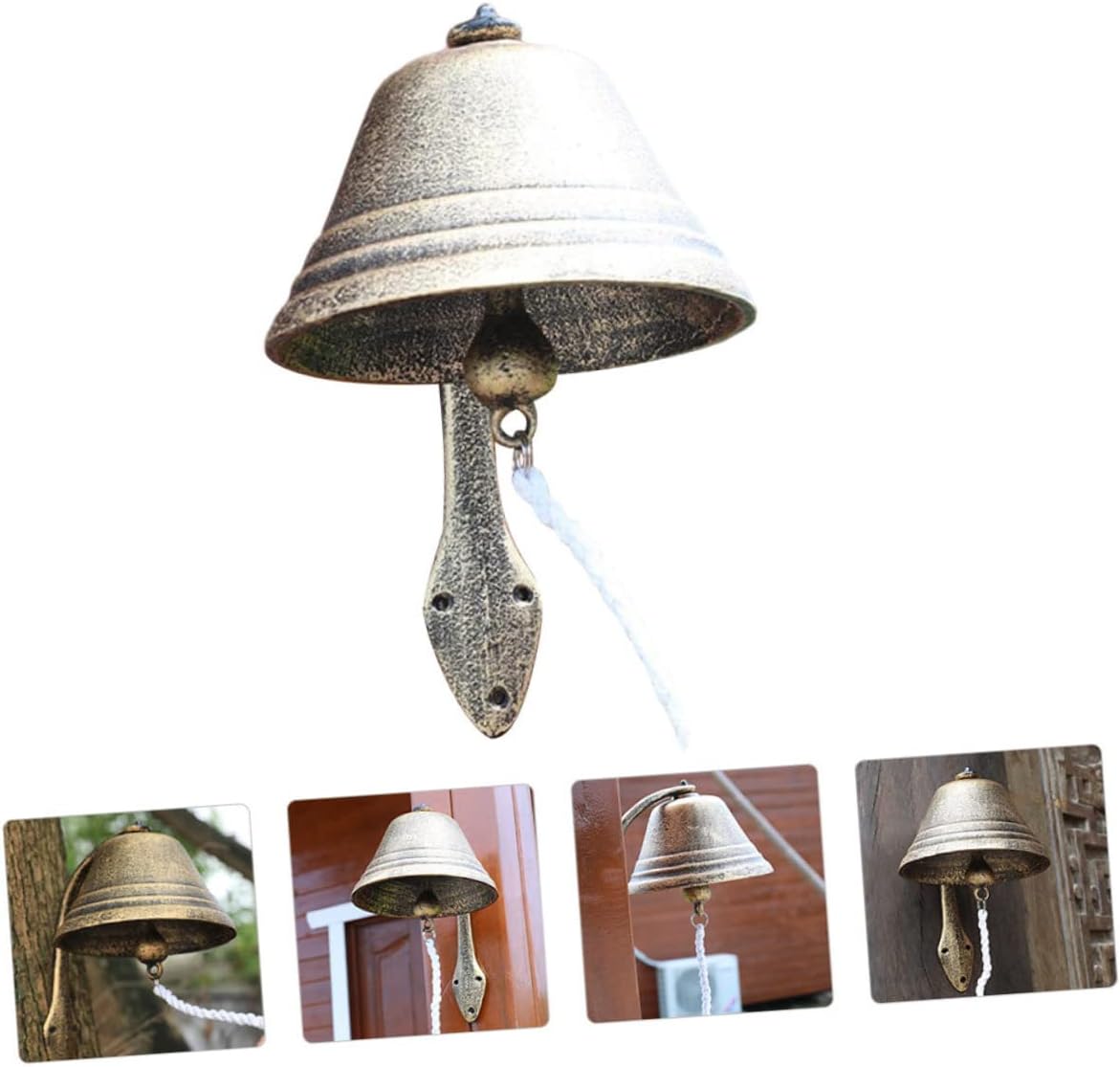 Garneck Rustic Doorbell Decor Cast Iron Wall Mounted Bell Antique Style Iron Doorbell for Home