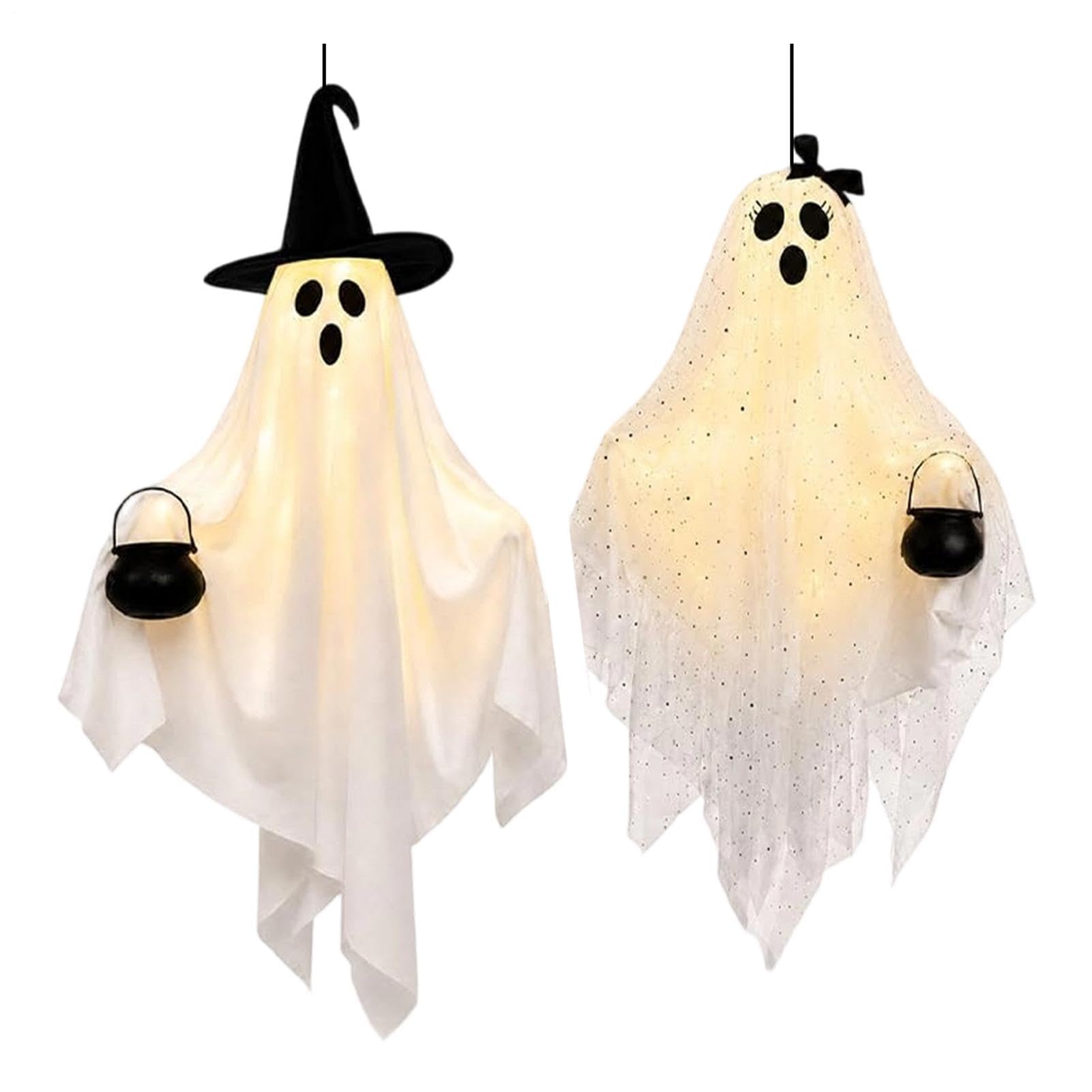 Halloweenowa Dekoracja Z Duchem 2 Sztuki Upiornych Świecących Dekoracji