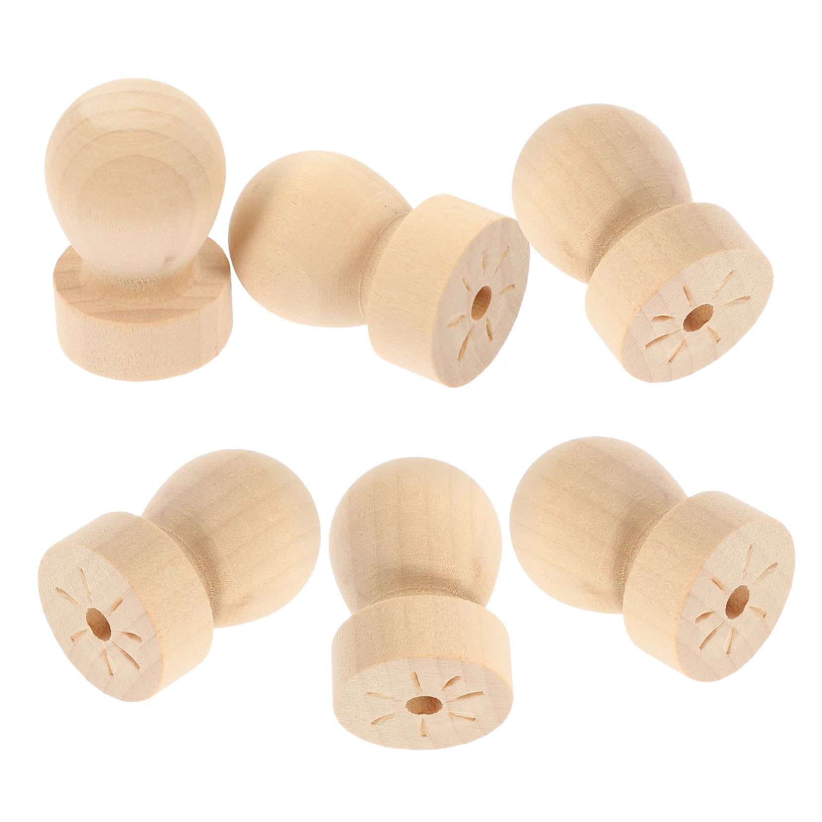 HOMSFOU 4 Sätze Festes Rundgriff Hochzeit Stempel Amboser Wachssiegel Handhaben Vintage -Griffe Holz 6 Stück * 4