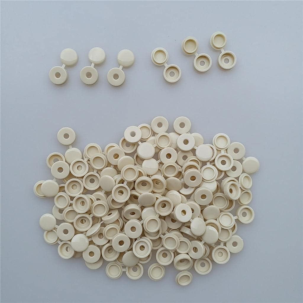 100Pcs Plastic Hinged Screw Cover Fold Part for Car Home Decor - Beige, 4.1mm