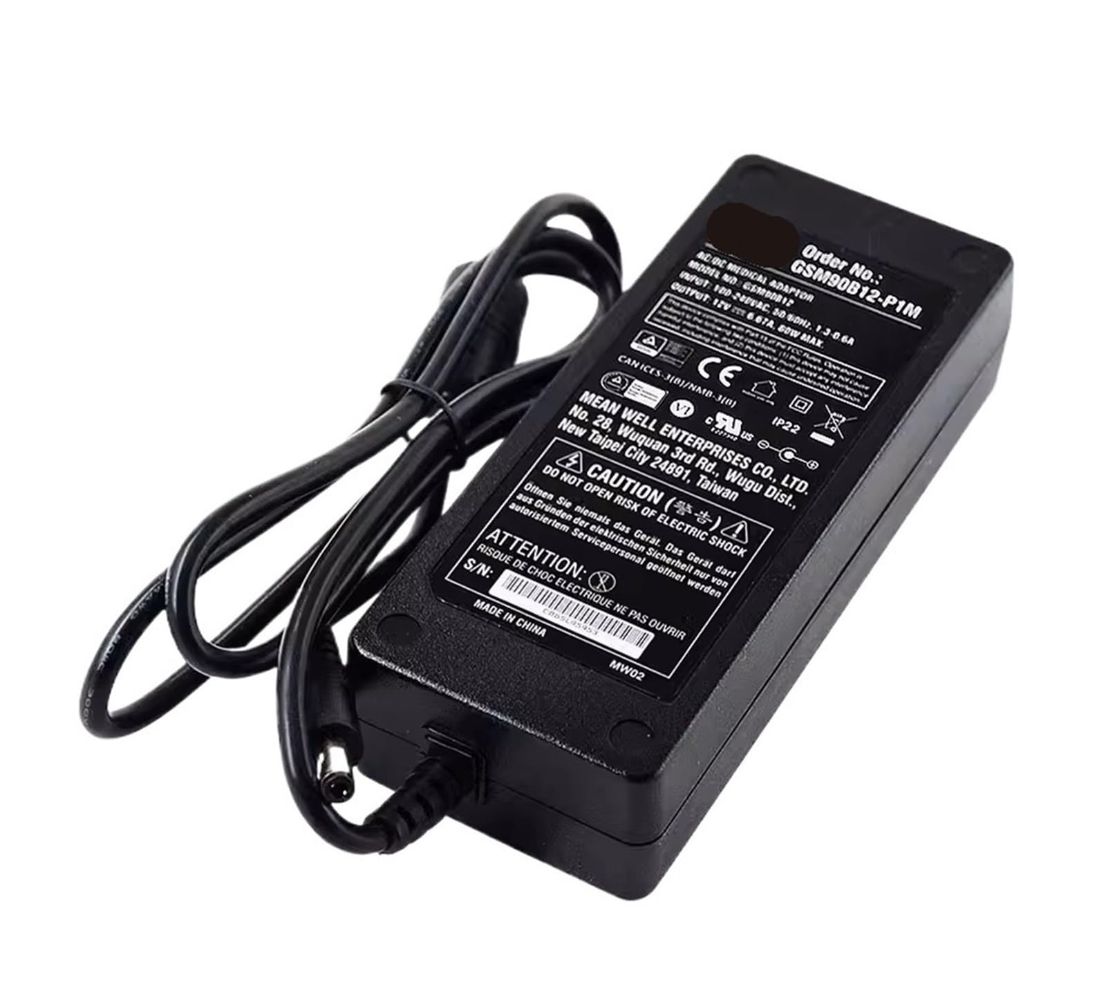 Alimentation 90 W Mean Well GSM90B12-P1M adaptateur secteur CC 12V