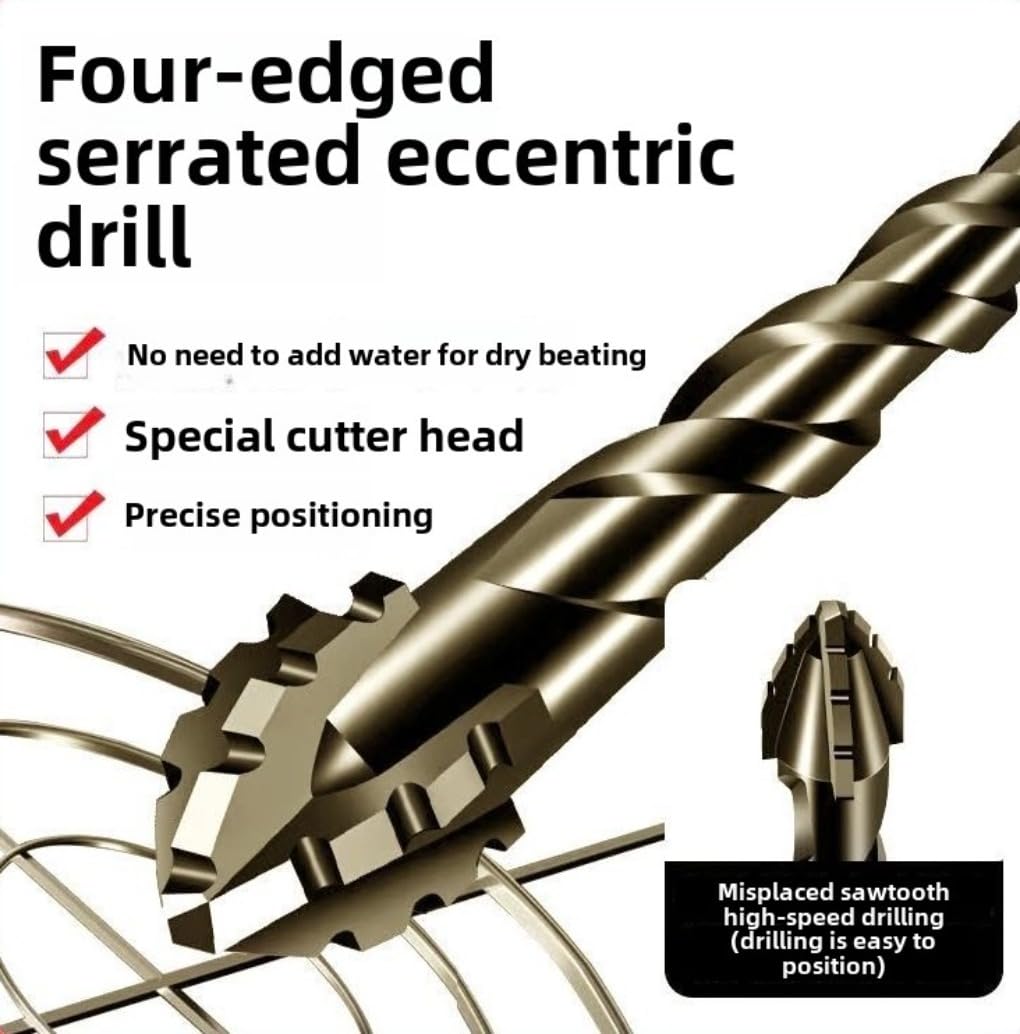 5Pcs Serrated Masonry Drill Bit Set (5/8"-16mm) – Titanium Coated High-Speed Steel, Eccentric Flute Design for Dry Drilling Concrete, Tile, Glass, Brick & Metal – Industrial & Household Use