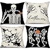 DFXSZ Halloween Pillow Covers 18x18 inch Set of 4 Halloween Decorations Dancing Skeleton and Skull Hands Decor Holiday Pillow Case Farmhouse Decor for Home Sofa B106