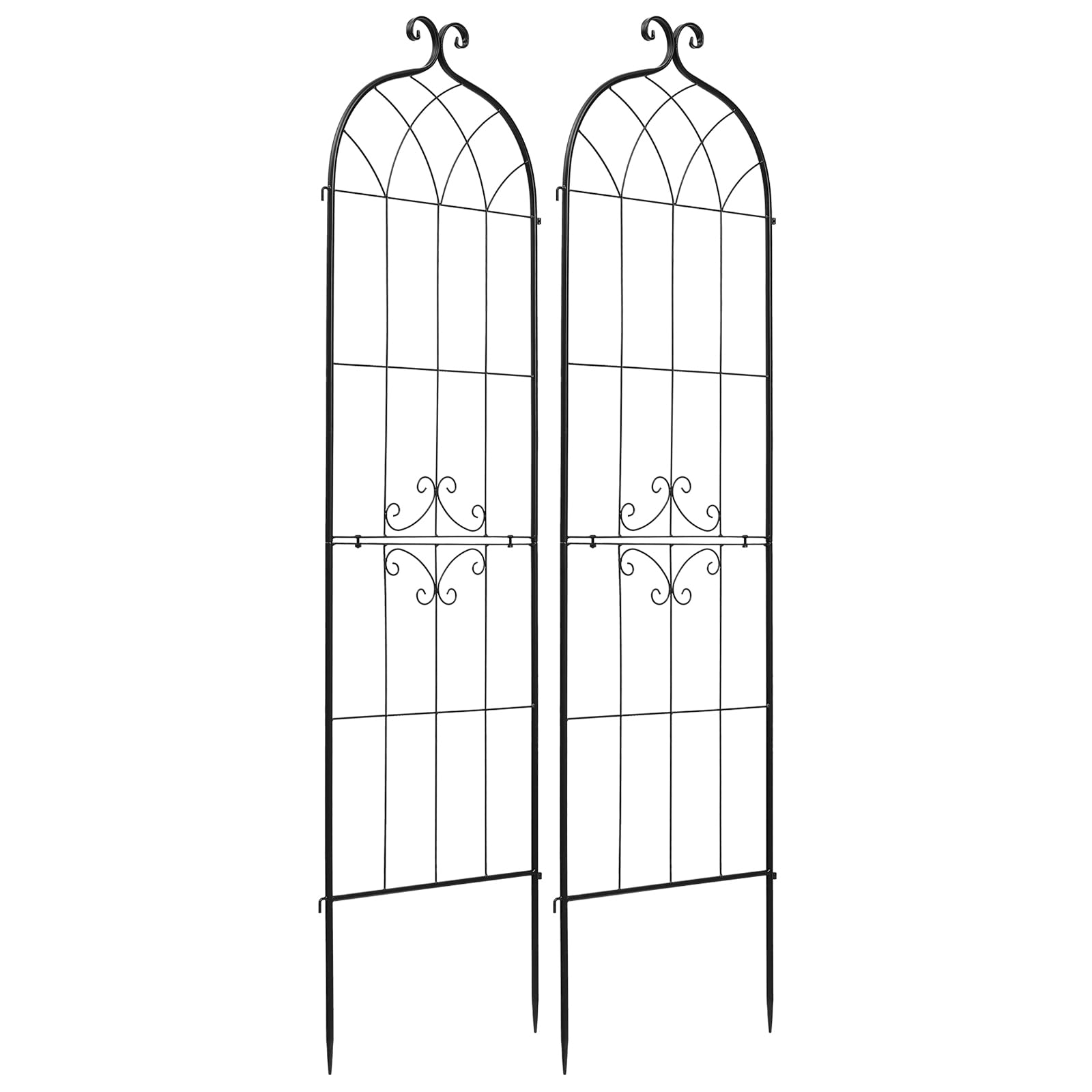 VEVOR Rankgitter, 180x52,5 cm 2er-Pack, Metall Rankhilfe mit Pulverbeschichteter Oberfläche & Verriegelungsmechanismus, Kletterhilfe, Garten Spalier, Pflanzengitter für Blumen, Gemüse & Rosen