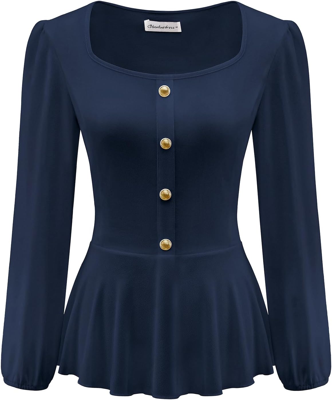 Bbonlinedress Womens Peplum Tops 2026 Long Sleeve Square Neck Dressy Casual Blouses Business Formal Work Top - Image 4