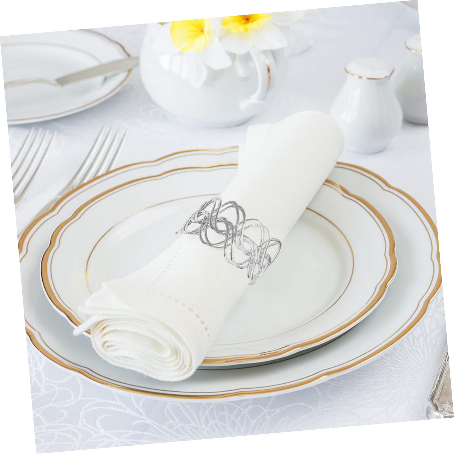 iplusmile 6 Anillos de Servilletero Metálico Hebillas para Adorno de Mesa en Bodas y Festivales, Superficie Lisa y Brillante, Diseño Único y Elegante