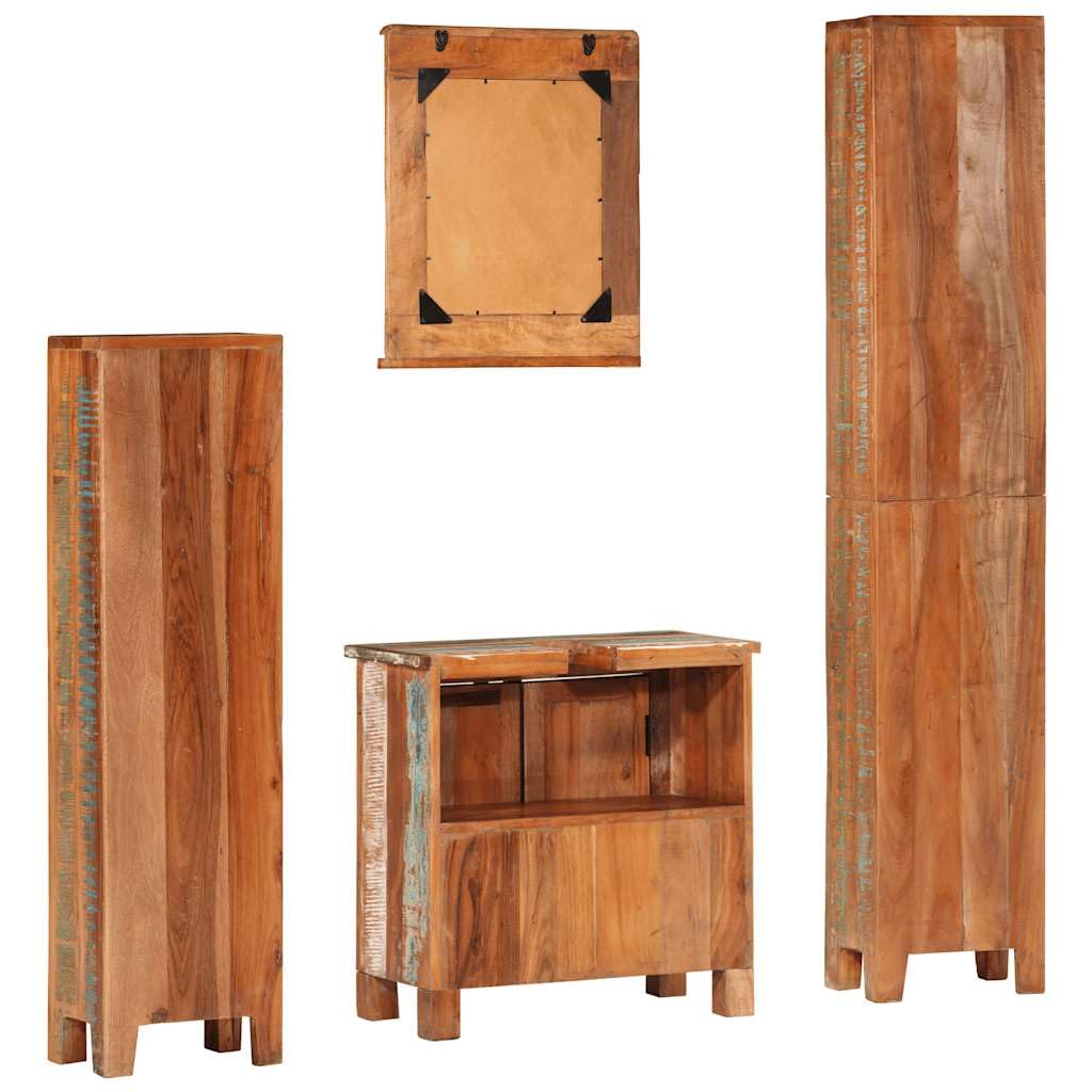 Juego de 4 muebles de baño de madera maciza con espejo