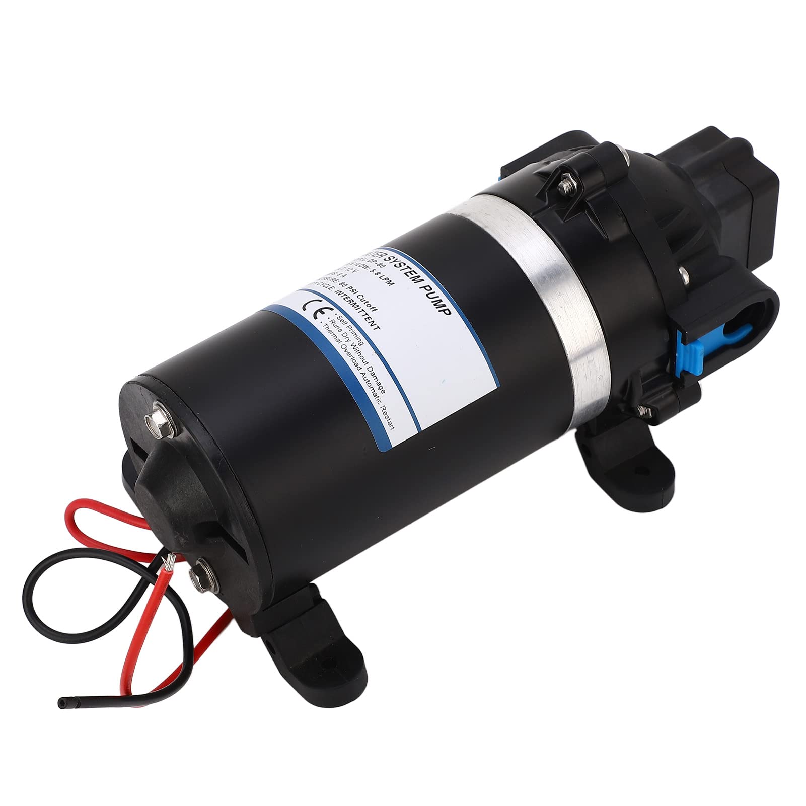 Aramox Membranowa Pompa Wodna 12 V Wysokociśnieniowa Pompa Samozasysająca 5,8 L/min 80 PSI Miedziana Membrana z Automatycznym Ciśnieniem Niski Poziom Hałasu dla łodzi RV Marine Home Zaparowanie